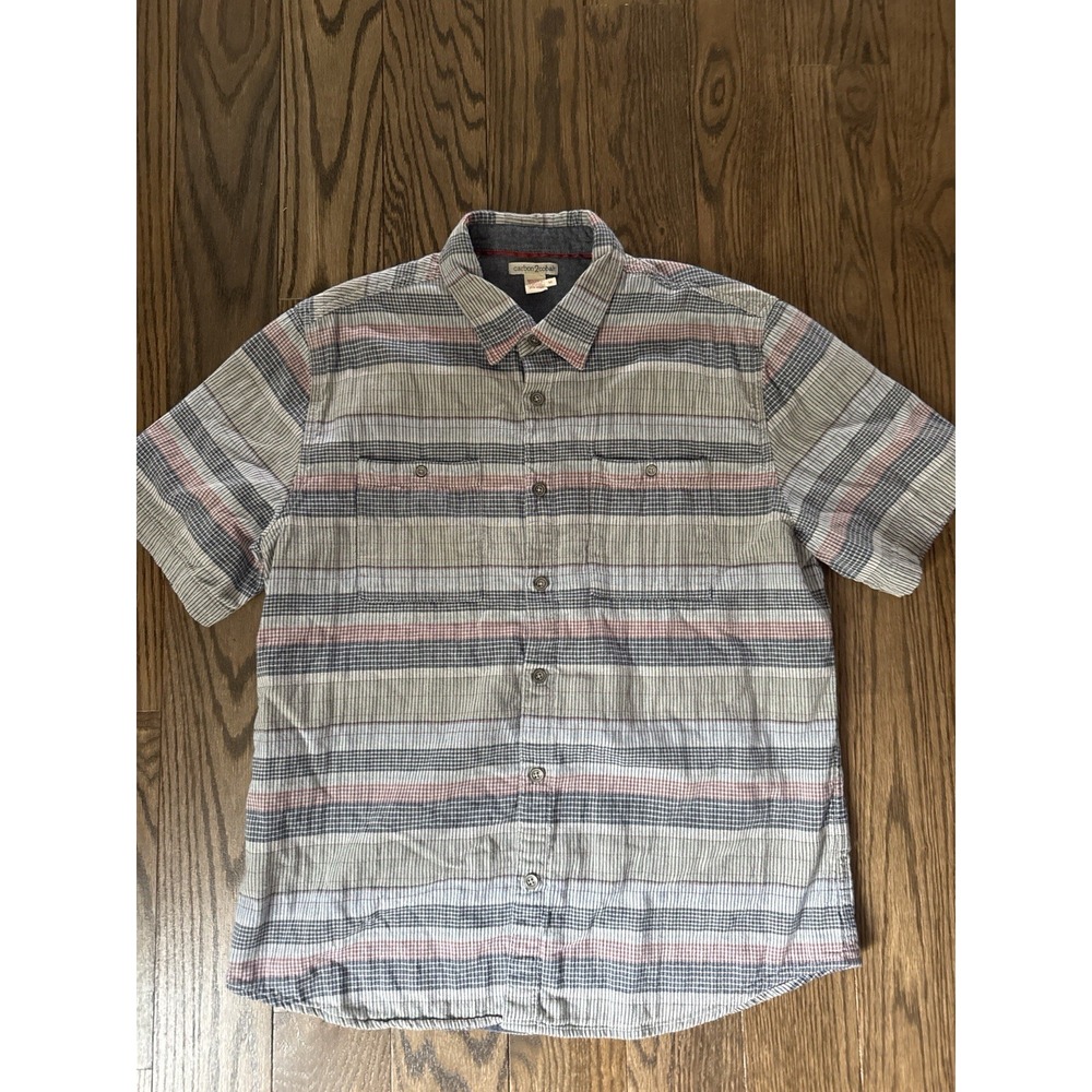 Carbon2Cobalt Shirt Mens Medium Plaid Short Sleeve Button Up Cotton